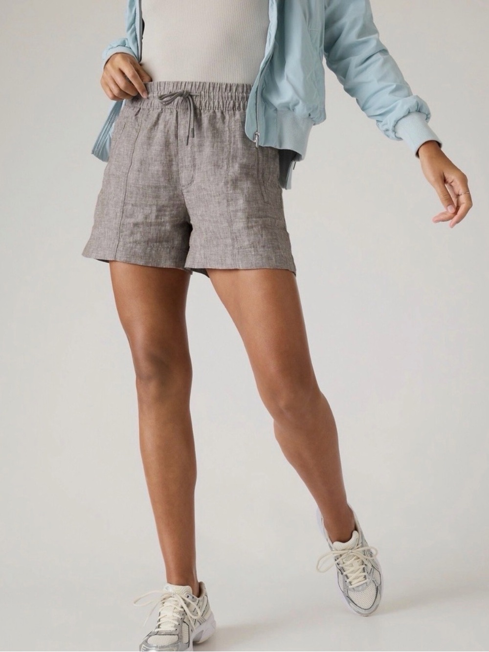 Athleta Retreat Linen Shorts Light Brown